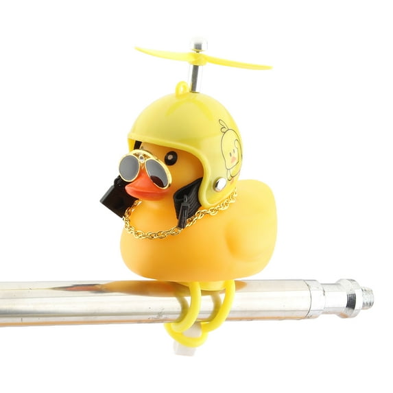 Motorcycle Accessories Small Yellow Duck Car Bicycle Ornamental Cute Helmet with Propeller Broken Wind Moto Decoration Dropship