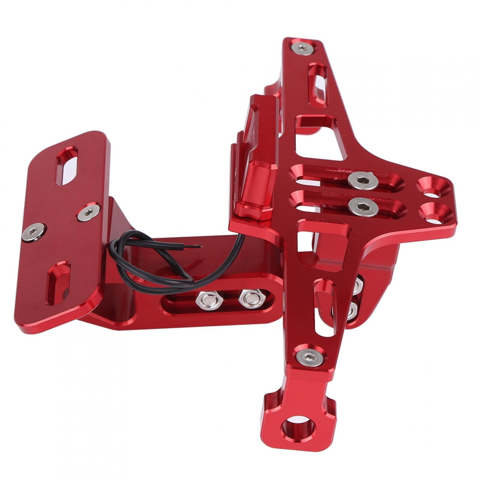 Motorcycle Adjustable Aluminum License Number Plate Frame Holder Bracket with Light Red