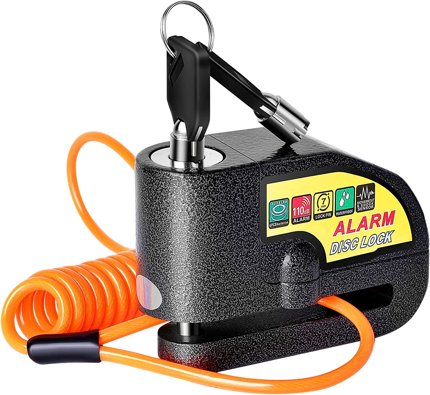 Motorcycle Alarm Disc Brake Lock, Motorcycle Locks Anti-Theft Security Wheel Disc Lock Waterproof 110dB Alarm Sound