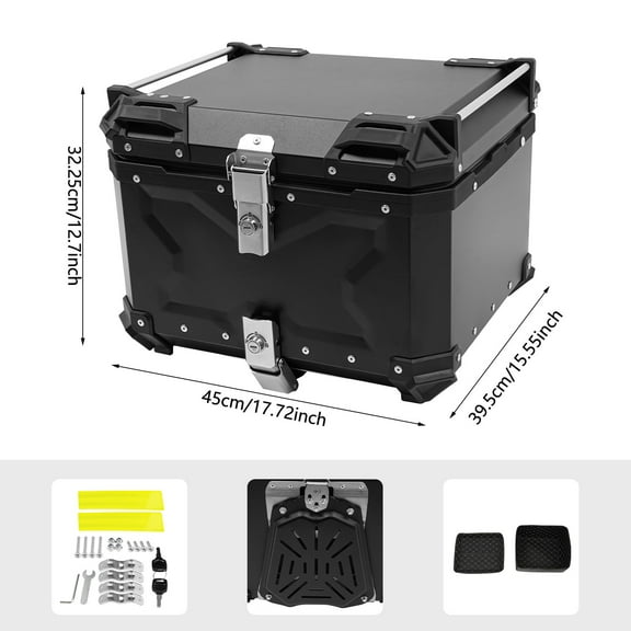 Motorcycle  Aluminum Trunk Rear Top Case Luggage Tour Tail Tool Box Lock 55L Used for Installation at the Rear of Motorcycles to Store Clothes, Shoes, Helmets,etc