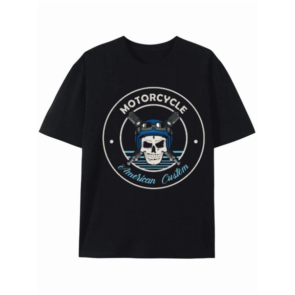 Motorcycle American Custom Skull Graphic Tee