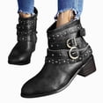 thumbnail image 1 of Joykidd Motorcycle Ankle Boots For Women Chunky Block Heel Short Booties Buckle Studded Gothic Moto Riding Boots with Side Zip for Casual Outings Daily Work, 1 of 8