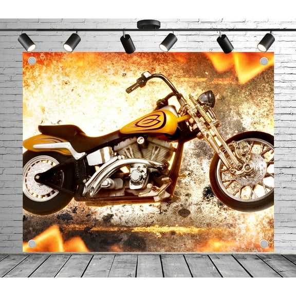 Motorcycle Backdrop, Polyester Fabric Banners Decorative Curtains for Club Theme Activity Photoshoot Wedding Photography Birthday Party Background Home Decoration Studio Props