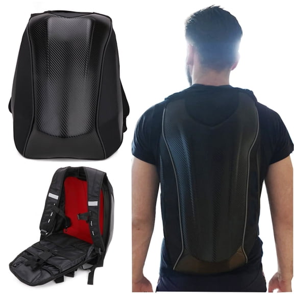 Motorcycle Backpack 30L Hard Shell Carbon Fiber Pattern Waterproof Back Pack Saddlebags Riding Hardshell Storage for Men Motorcycle Accessories