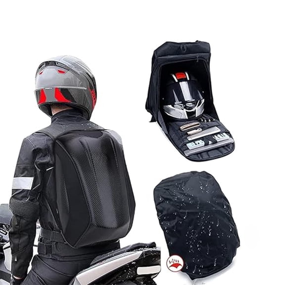 Motorcycle Backpack 30L Hard Shell Carbon Fiber Pattern Waterproof Back Pack Saddlebags Riding Hardshell Storage for Men Motorcycle Accessories