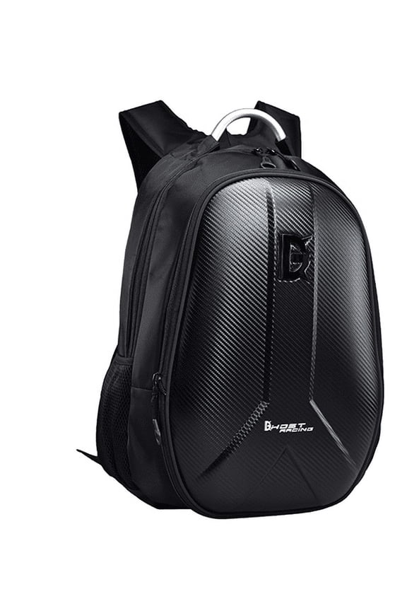 Motorcycle Backpack Helmet Bag Riding Backpack Knight Motorcycle Bag Computer Bag Men'S Hard Shell Carbon Fiber Waterproof Reflective,Bright Black