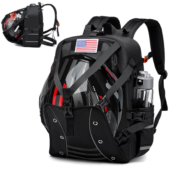 Motorcycle Backpack Helmet Bags,Expandable 30L Large Capacity Waterproof Helmet Backpack for Men,Cycling Bag(Black)
