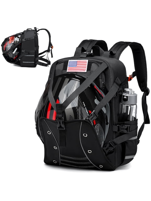Motorcycle Backpack Helmet Bags,Expandable 30L Large Capacity Waterproof Helmet Backpack for Men,Cycling Bag(Black)