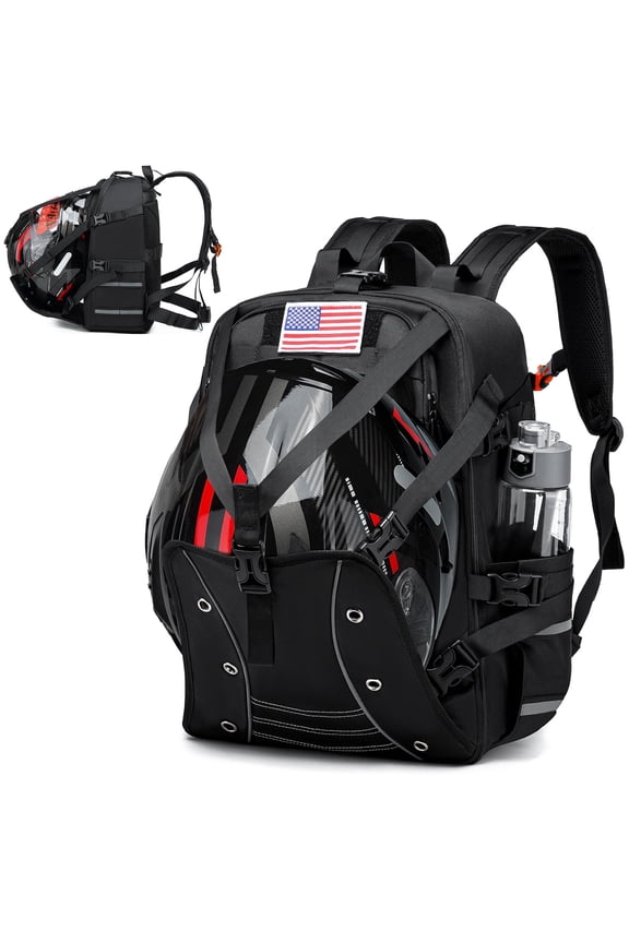 Motorcycle Backpack Helmet Bags,Expandable 30L Large Capacity Waterproof Helmet Backpack for Men,Cycling Bag(Black)