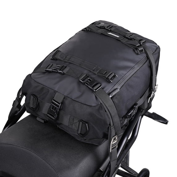 Motorcycle Bag Tail Bag Waterproof Large Capacity Backpack Pannier Bag Versatile Bag with straps (Black, 20L)