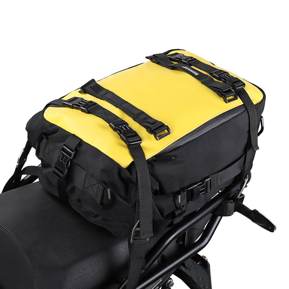 Motorcycle Bag Tail Bag Waterproof Large Capacity Backpack Pannier Bag Versatile Bag with straps (Yellow, 20L)