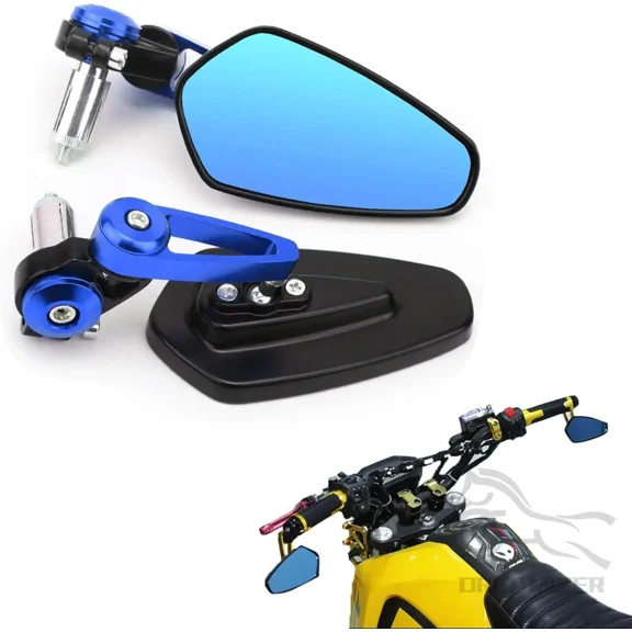 Motorcycle Bar End Mirrors 7/8'' 22mm Rear view Side Mirror Blue Lens Universal Replacement for Honda Grom Kawasaki Suzuki Ducati Yamaha and More Street Sport Bike Scooter Cruisers Blue