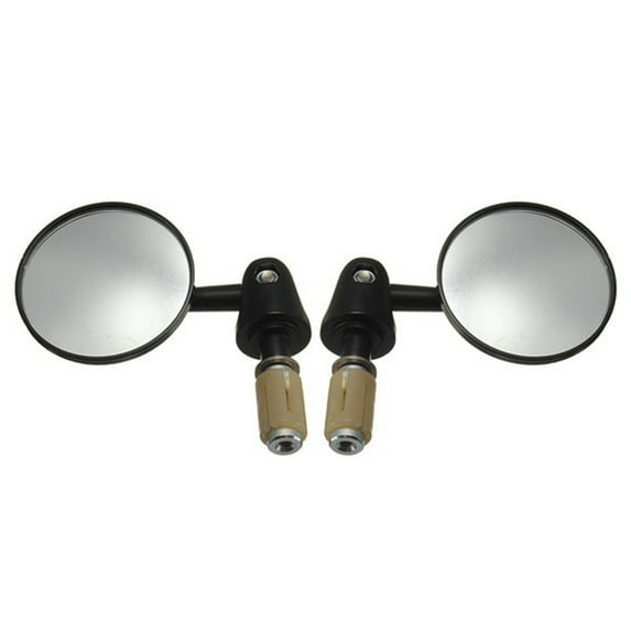 Motorcycle Bar End Rearview Convex Side Mirrors - 1 Set - Rotatable and Collapsible - Aluminum Construction - Universal Fitment for Street Cars, Scooters, and Motorcycles.