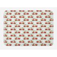 thumbnail image 1 of Motorcycle Bath Mat, Cartoon Scooters Pattern with Pastel Circles Background Doodle, Plush Bathroom Decor Mat with Non Slip Backing, 29.5" X 17.5", Pale Green Vermilion, by Ambesonne, 1 of 2