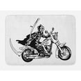 thumbnail image 1 of Motorcycle Bath Mat, Monochrome Extreme Scary Rider Spreading Wild and Death Related Scene, Plush Bathroom Decor Mat with Non Slip Backing, 29.5" X 17.5", Charcoal Grey White, by Ambesonne, 1 of 2