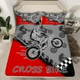 thumbnail image 1 of Motorcycle Bedding Set Queen Dirt Bike Fitted Sheet Extreme Speed Cool Sports Bed Sheets for Teens Young Man, Motocross Rider Cross Bicycle Red Sheets 3 Pieces-1 Fitted Sheet 2 Pillowcases, 1 of 4