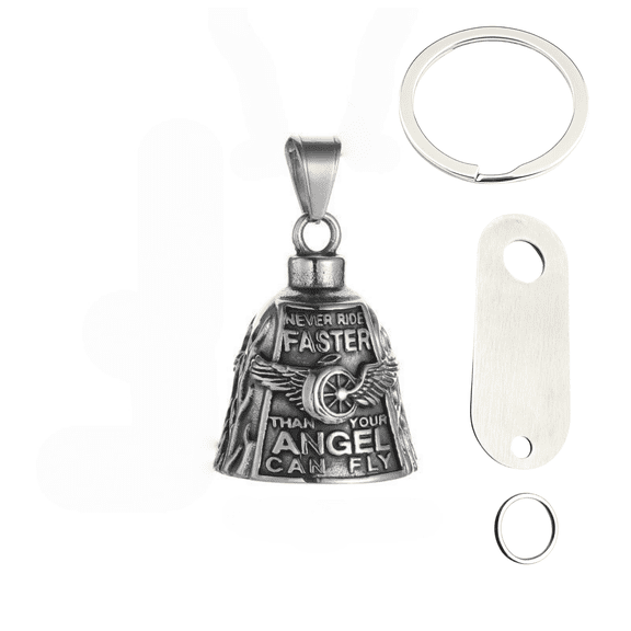 Motorcycle Bell Defender Lucky Riding Clock Bicycle Pet Bell Highway 66 Motorcycle Clock Pendant, Punk Hip Hop  Silver