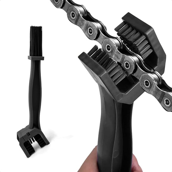 Motorcycle & Bicycle Chain Brush - Cleaning Tool for Crankset Chain, Gears & Wheel - Black