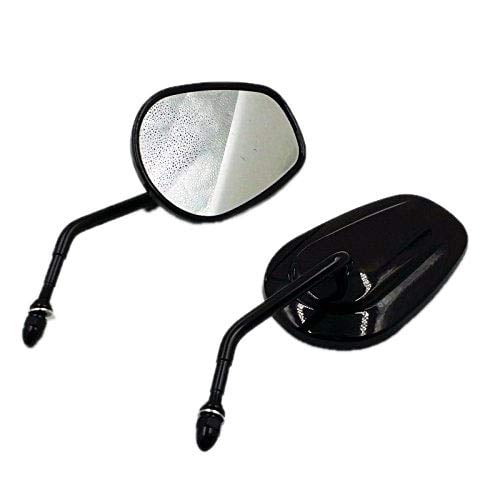 Black Oval Motorcycle Mirrors – CNC Aluminum, Wide-Angle, Fits Harley & More