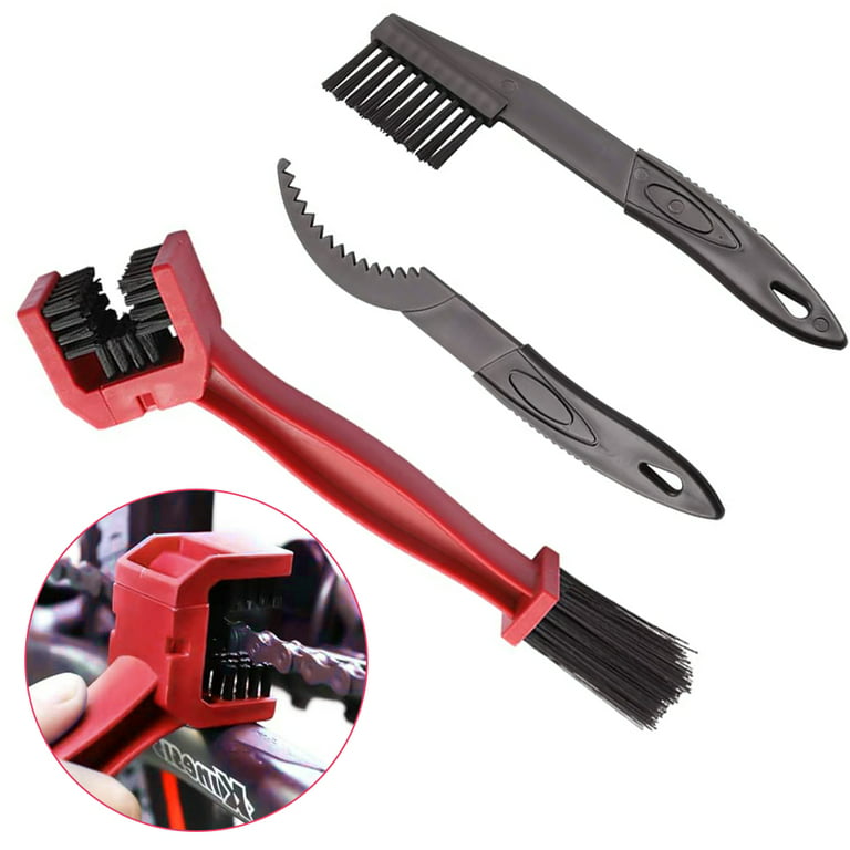 Motorcycle Bike Chain Brush Kit, 3 Side Chain Cleaner Bicycle
