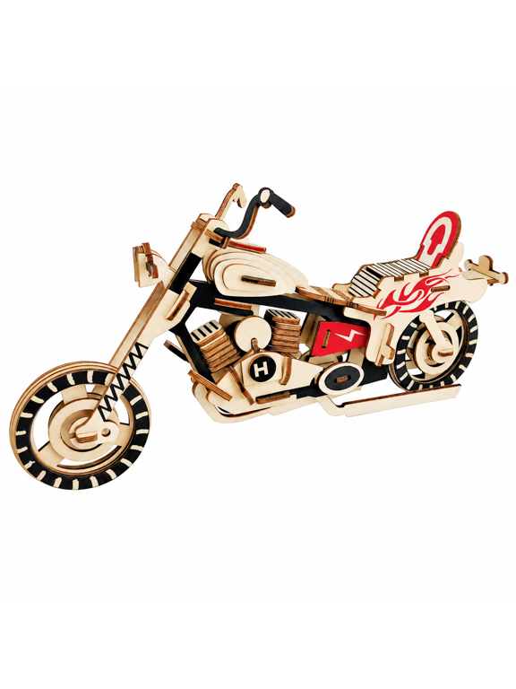 Motorcycle Bike Model Kit - Wooden Laser-Cut 3D Puzzle (65 Pcs)