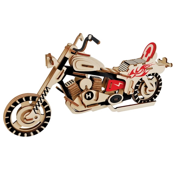 Motorcycle Bike Model Kit - Wooden Laser-Cut 3D Puzzle (65 Pcs)
