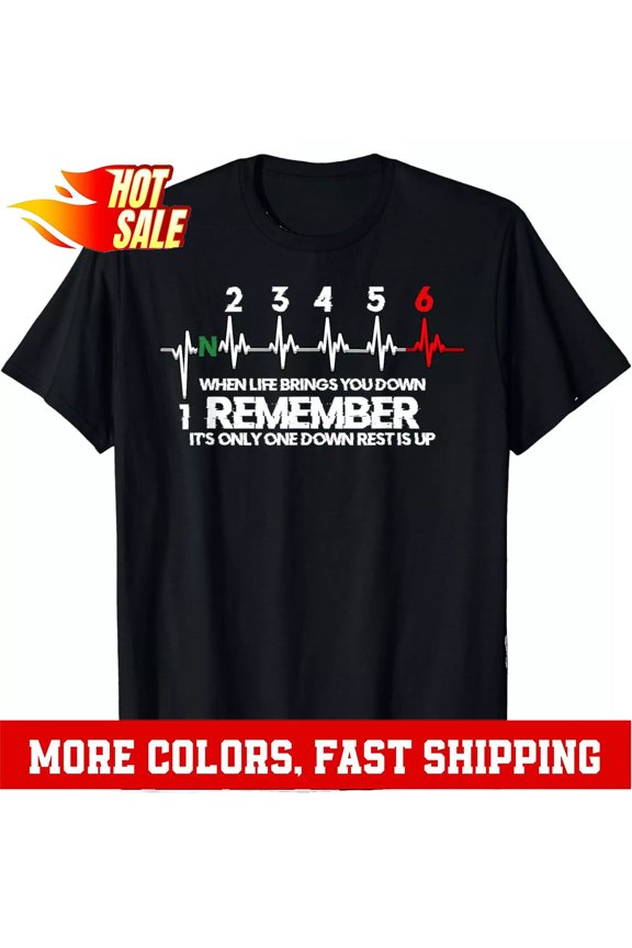 Motorcycle Biker 1N23456 Shift Pattern Gear Gearbox Transmission Mechanics Rider T-Shirt