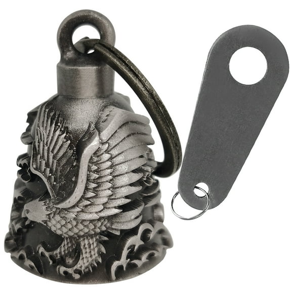 Motorcycle Biker Bell W/ Motorcycle Bell Hanger, Motorcycle Accessories or Key Chain for Luck, Silver