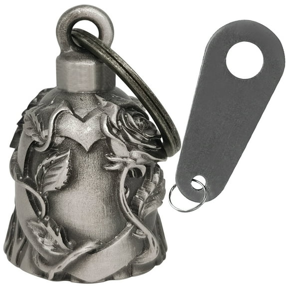 Motorcycle Biker Bell W/ Motorcycle Bell Hanger, Motorcycle Accessories or Key Chain for Luck, Silver