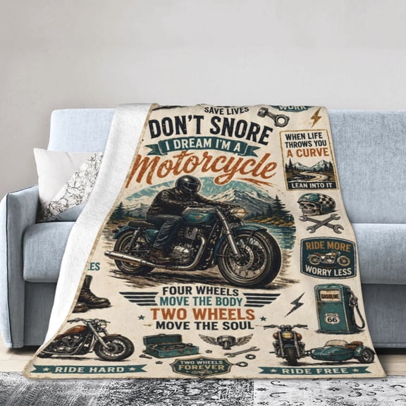 Motorcycle Biker Blanket Gift Throw Blanket Vintage Rider Gift for Men Garage Decor 50x40