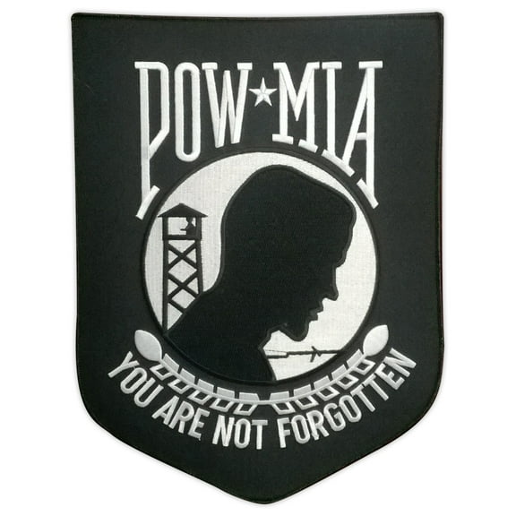 Motorcycle Biker Jacket Embroidered Back Patch - POW MIA You Are Not Forgotten - 9" x 12" Patch