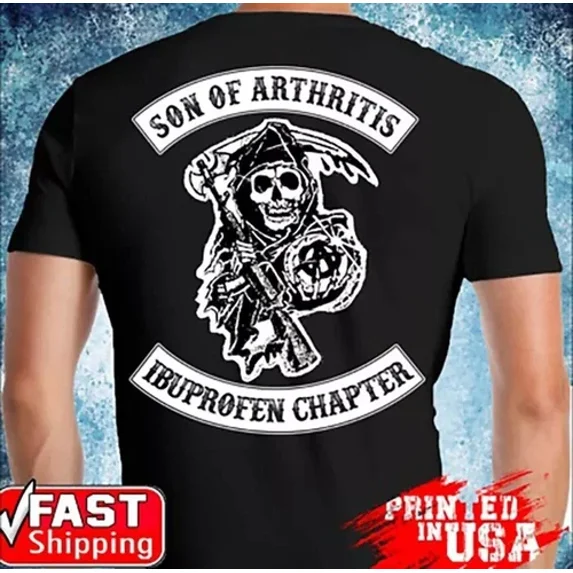 Motorcycle Biker Men Backside Skull Son Of Arthritis Black Tshirt For Men