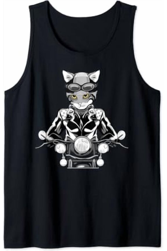 Motorcycle Biker Motorbike Rider Biker Cat Tank Top Size S-3XL