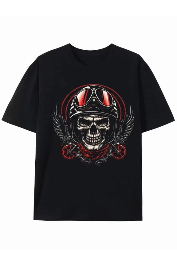 Motorcycle Biker Skull Graphic Tee