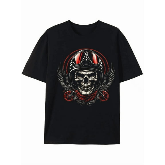 Motorcycle Biker Skull Graphic Tee
