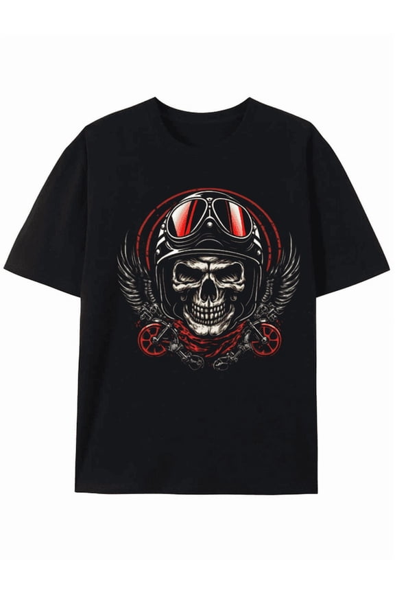 Motorcycle Biker Skull Graphic Tee