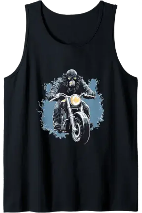 Motorcycle Biker Symbol Gorilla Riding On Motorcycle Tank Top Size S-3XL