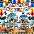 thumbnail image 1 of Motorcycle Birthday Supplies,Motorcycle Birthday Decorations&Motorcycle Theme Party Tableware Set-Dirt Bike Party Plates and Napkins Cups Banner Balloon etc Motocross Party Supplies for Boys, 1 of 8