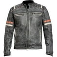 thumbnail image 1 of Motorcycle Black Leather Jacket Men - Vintage Biker Cafe Racer Real Lambskin Black Mens Motorcycle Jackets, 1 of 2