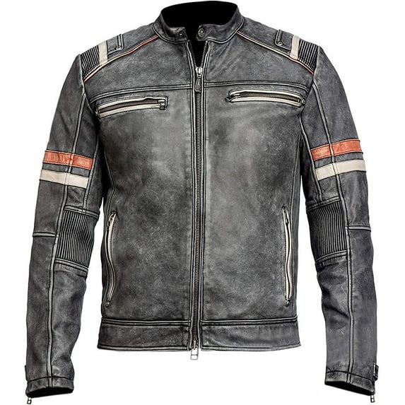 Motorcycle Black Leather Jacket Men - Vintage Biker Cafe Racer Real Lambskin Black Mens Motorcycle Jackets