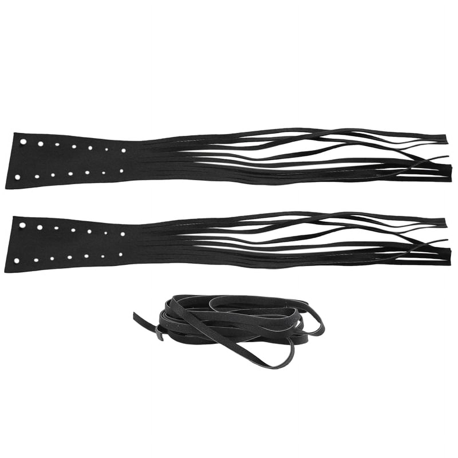 Motorcycle Black PU Leather Brake Lever Covers Biker Clutch Fringe