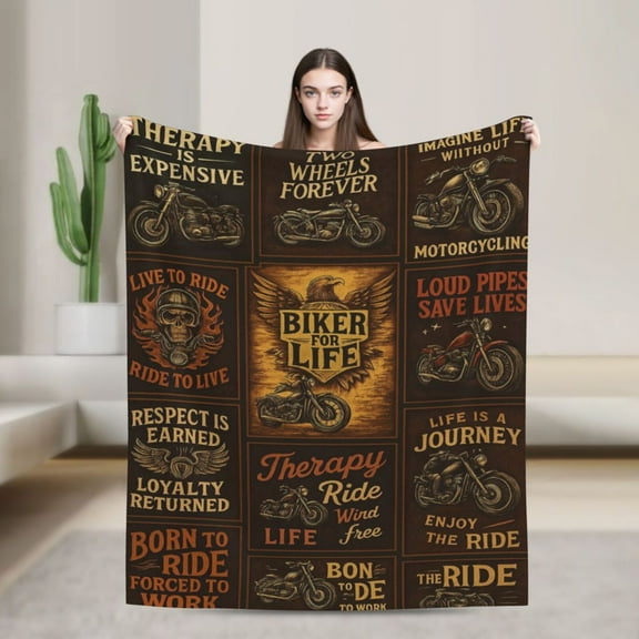 Motorcycle Blankets Super Soft Flannel Fleece Throw Blankets for Bed Sofa and Couch Cool Motorcycle Gifts for Men and Women Fluffy Warm Riding Blankets 50x40