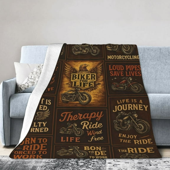 Motorcycle Blankets Super Soft Flannel Fleece Throw Blankets for Bed Sofa and Couch Cool Motorcycle Gifts for Men and Women Fluffy Warm Riding Blankets 50x40