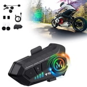 Toopower Motorcycle Bluetooth 5.3 Helmet Headset， Waterproof Wireless Intercom Stereo ，2 in 1 microphone