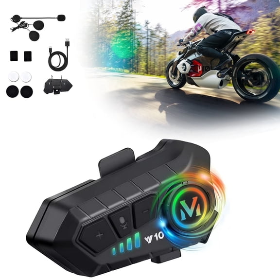 Toopower Motorcycle Bluetooth 5.3 Helmet Headset, Waterproof Wireless Intercom Stereo ,2 in 1 microphone