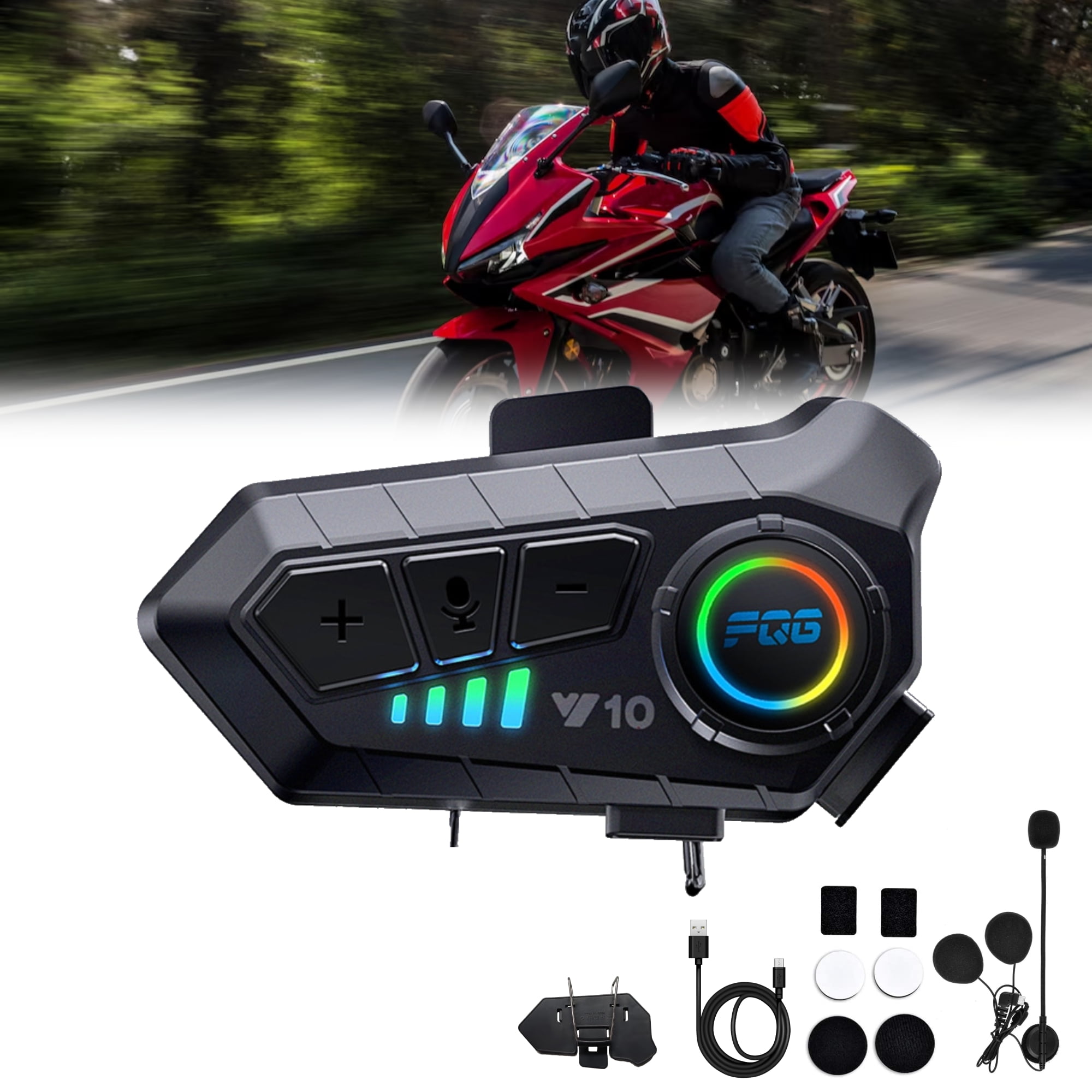 Ejeas V6 PRO Bluetooth Motorcycle Intercom Helmet Headset 6 Riders  Communicator Interphone Intermunicador Gift