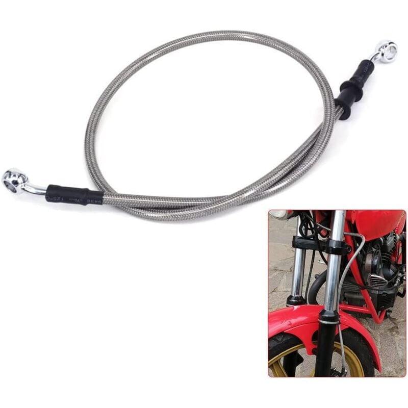 Silver Motorcycle 500mm-2000mm Braided Steel Hydraulic Brake Clutch Radiator Oil