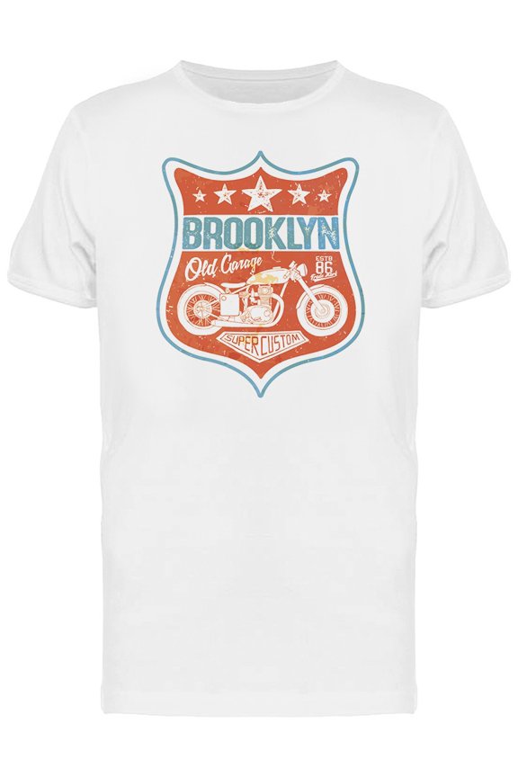 Motorcycle Brooklyn Old Garage Tee Men's -Image by Shutterstock
