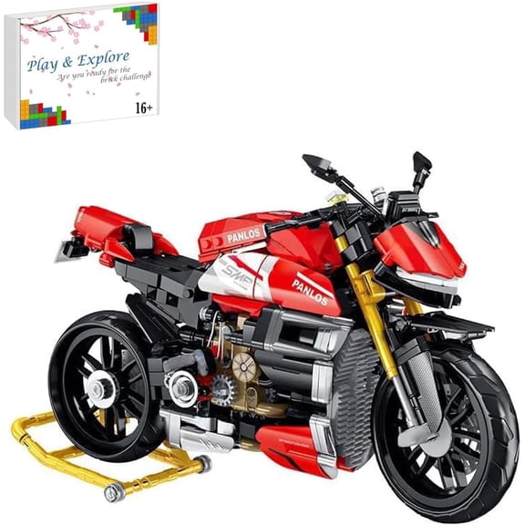 Motorcycle Building Kit , Build A Model Motorbike, MOC Racing Motorcycle Building Blocks Compatible with Major Brands Motorbike - 981 Pieces