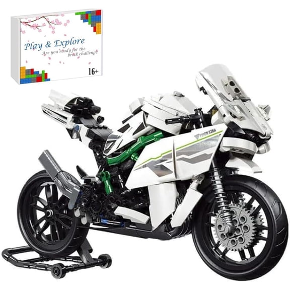 Motorcycle Building Kit for Kawasaki , Build A Model Motorcycle, MOC Racing Motorbike Building Blocks Compatible with Major Brands Motorbike - 800 Pieces